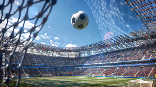 Dynamic Soccer Moment: The Arc of Triumph in a Crowded Stadium