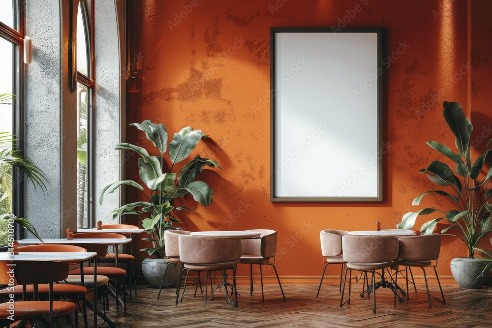 Orange Room With Tables and Chairs Orange Room With Tables and Chairs