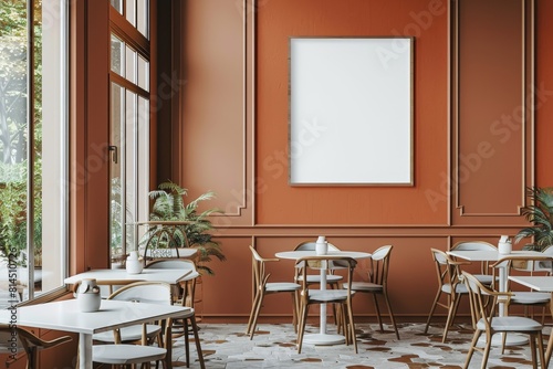 Orange Room With Tables and Chairs