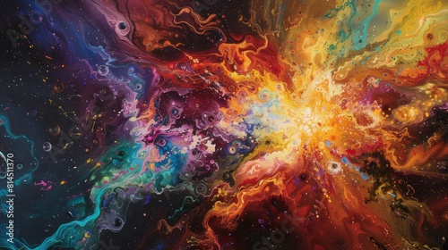 Cosmic explosion colors shapes like supernova in distant galaxy wallpaper