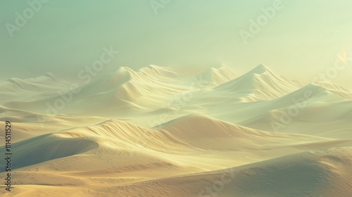 Surreal desert landscape towering sand dunes shimmering illusions wallpaper