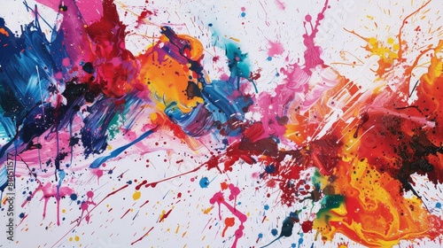 Explosion of vibrant paint forms dynamic art wallpaper