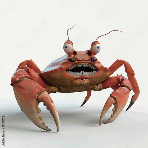 Funny red crab with big eyes on a white background. 3d rendering