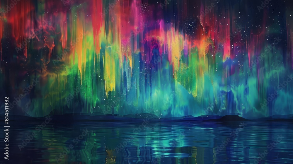 Fototapeta premium Abstract aurora borealis dances in night sky wallpaper