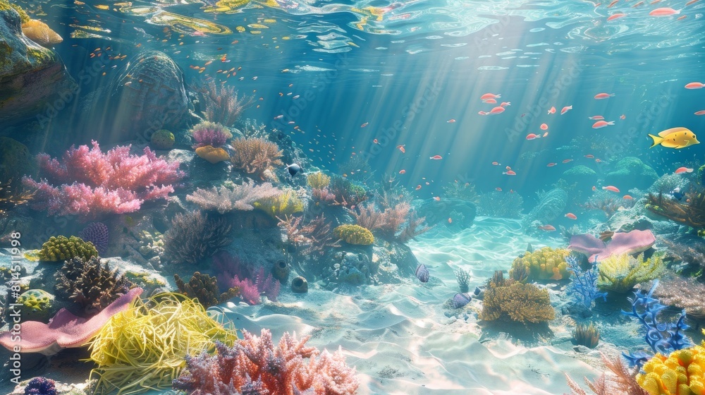 Serene underwater scene with colorful reefs wallpaper Serene underwater scene with colorful reefs wallpaper