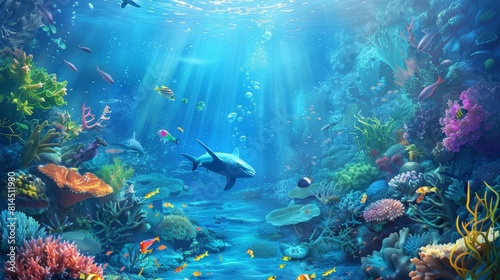 Colorful sea life in serene underwater scene wallpaper