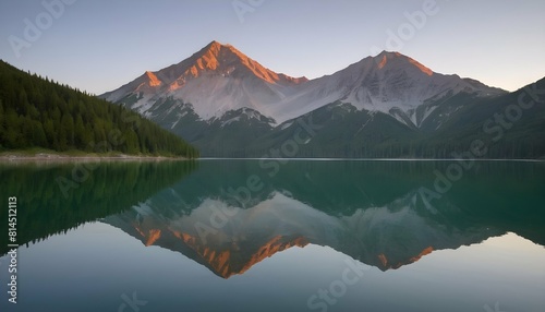 A mountain reflected in the calm waters of a lake upscaled_7