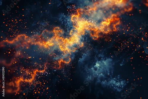 Abstract 3D composition resembling a cosmic collision of stars 