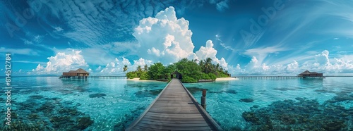 wooden pier leads to a stunning island with clear water and beautiful views