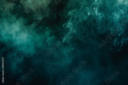 Abstract backdrop Cloud of green and blue smoke on a black isolated background soft mystery horror design  spooky background texture concept  