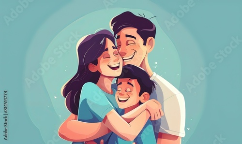 AI illustrazione famiglia felice 04 photo