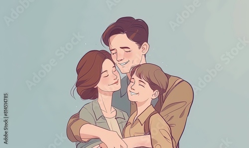 AI illustrazione famiglia felice 02 photo