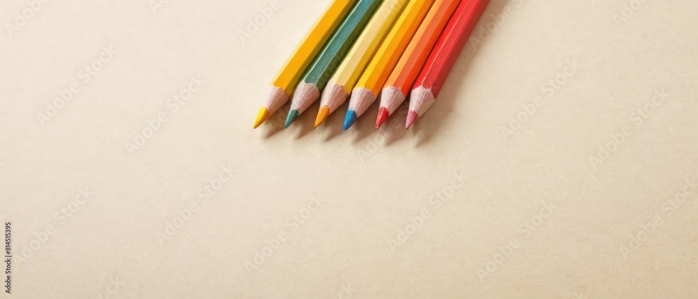 A row of pencils with different colors