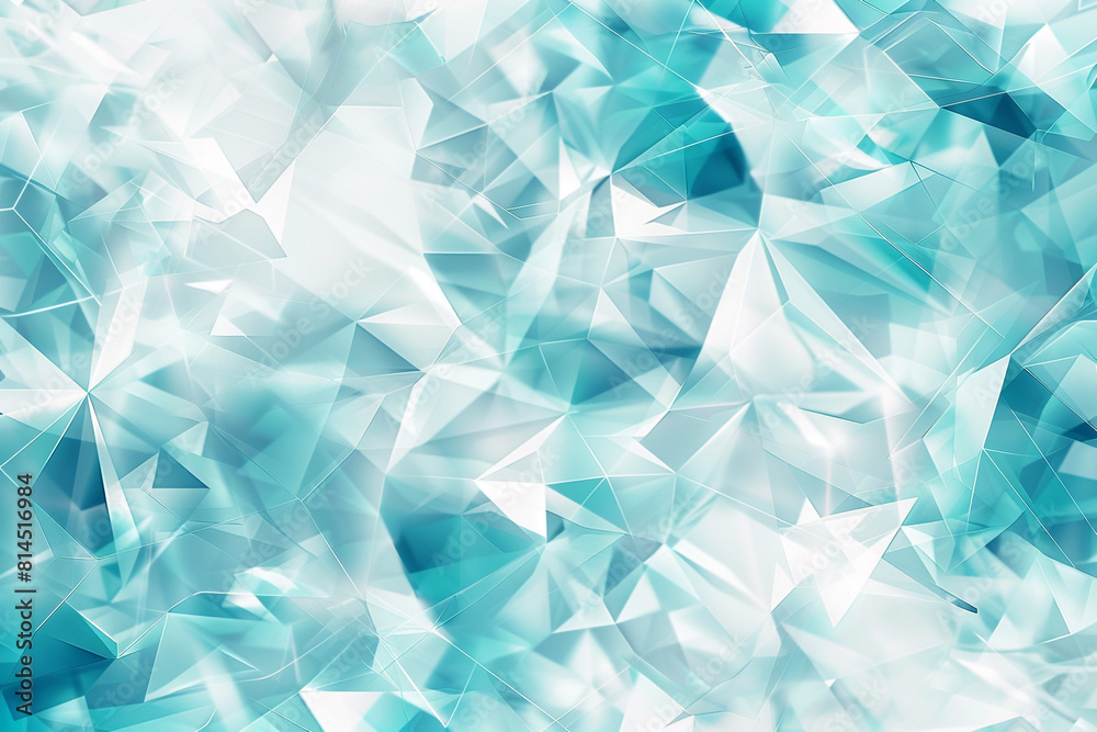 Abstract background with light blue and white polygonal shapes, triangles of different sizes and shades of cyan and aquamarine, a shiny and sparkling effect Abstract background with light blue and white polygonal shapes, triangles of different sizes and shades of cyan and aquamarine, a shiny and sparkling effect