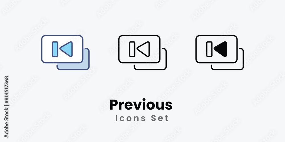 Previous Icons thin line and glyph vector icon stock illustration  