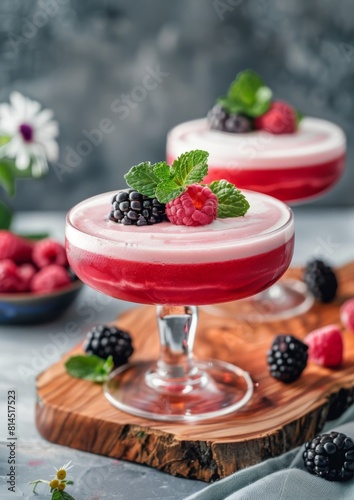 Glass Filled With Ice and Berries on Table