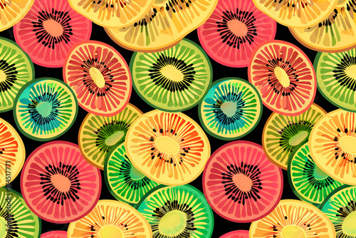 Colorful pattern of kiwi fruit