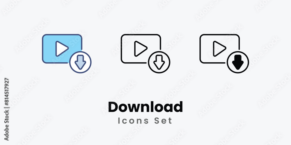 Download Icons thin line and glyph vector icon stock illustration Download Icons thin line and glyph vector icon stock illustration