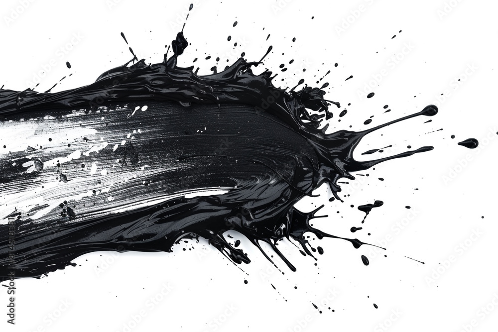 Abstract black in splash, paint, brush strokes, stain grunge isolated on clear background, Japanese style with Abstract black in splash, paint, brush strokes, stain grunge isolated on clear background, Japanese style with