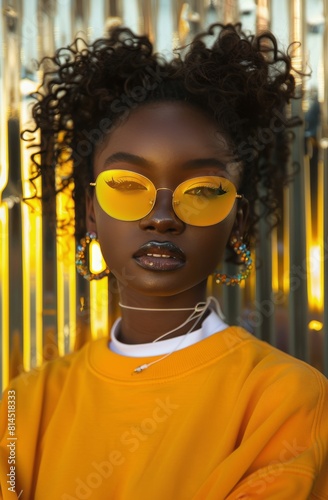 Woman Wearing Yellow Sunglasses and Jacket
