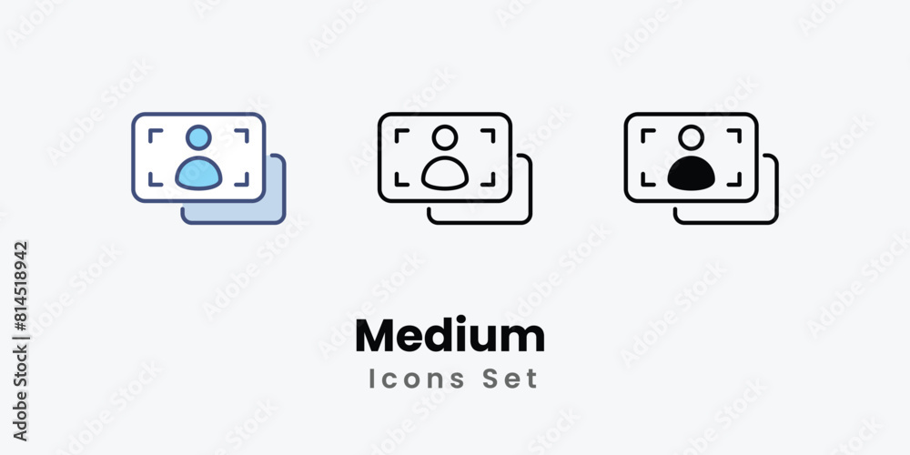 Medium Icons thin line and glyph vector icon stock illustration 