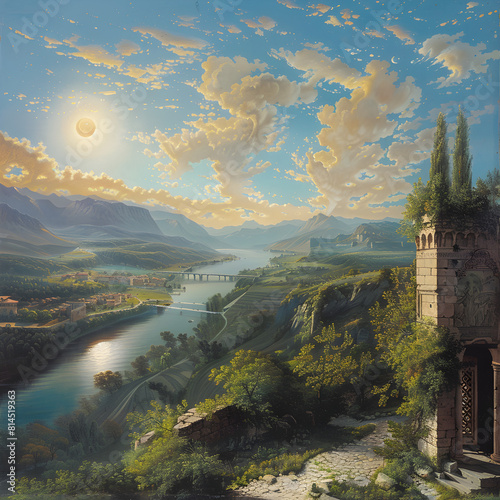 A beautiful landscape of the Rubicon River. The trees along the riverbank and the flow of the water are beautifully captured Ai generative 