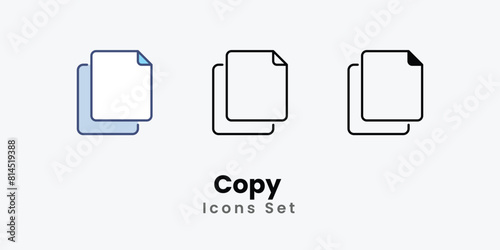 Copy Icons thin line and glyph vector icon stock illustration  