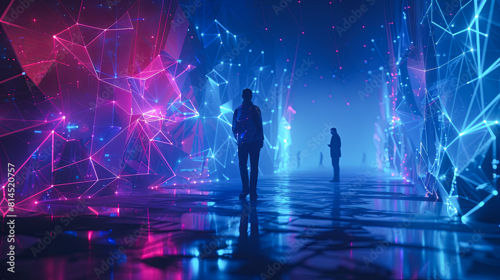 custom made wallpaper toronto digitalSilhouette of a man standing in front of a futuristic background. 3d rendering