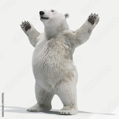 3D rendering of a white polar bear isolated on gray studio background