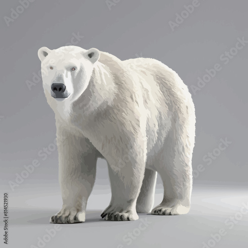 3D rendering of a white polar bear isolated on gray studio background