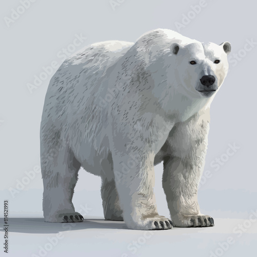 3D rendering of a white polar bear isolated on gray studio background