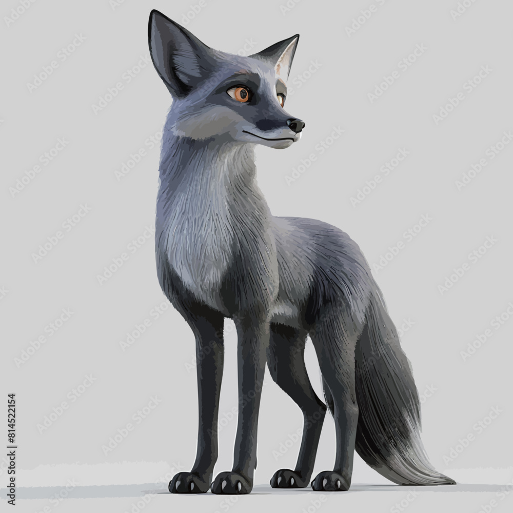 3D rendering of a cute little fox isolated on a white background