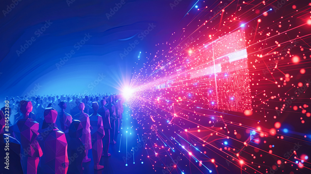 Crowd of people with abstract glowing background. 3D Rendering Crowd of people with abstract glowing background. 3D Rendering