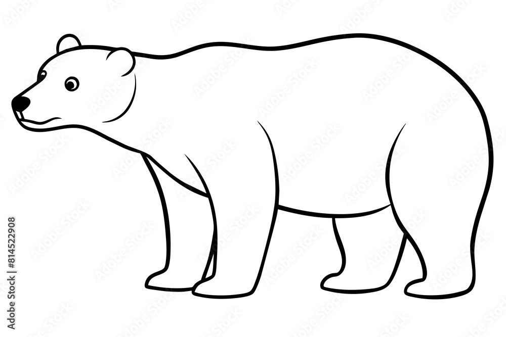 polar bear line art silhouette vector illustration