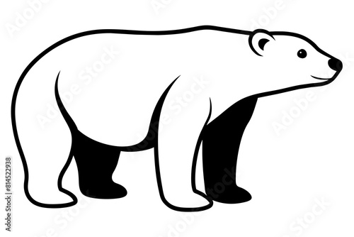 polar bear line art silhouette vector illustration