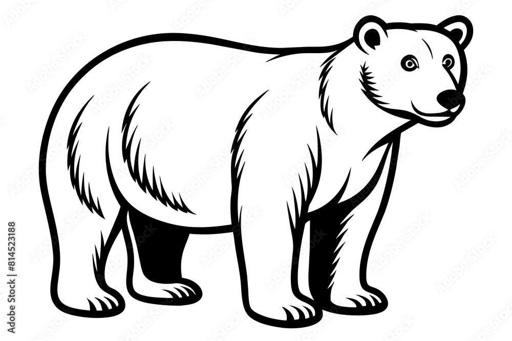 polar bear line art silhouette vector illustration polar bear line art silhouette vector illustration