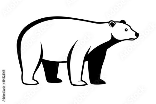 polar bear line art silhouette vector illustration