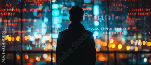 Man Standing in Front of Wall of Lights