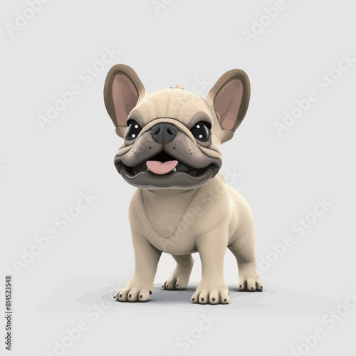 Cute pug dog isolated on white background. 3D illustration.