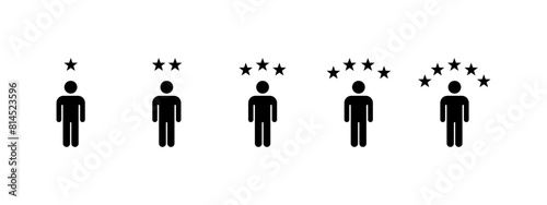 Customer experience vector icon . 1 to 5 star satisfaction rating vector icon sign  work experience symbol.