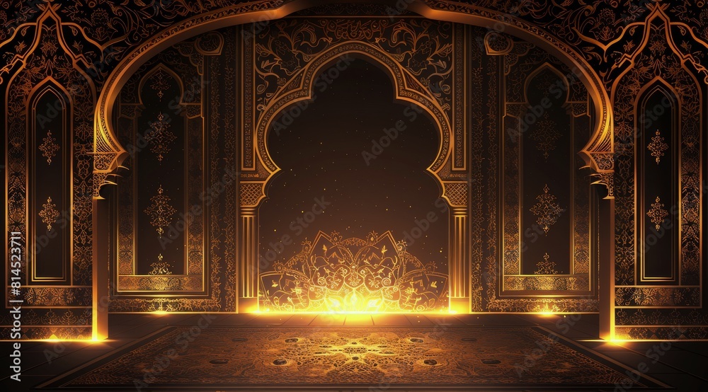Intricate Archway Illuminated by Lit Candles