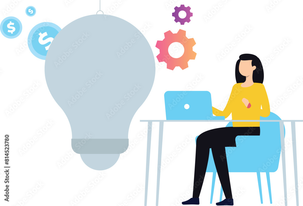 The girl is working on the idea setting. The girl is working on the idea setting.