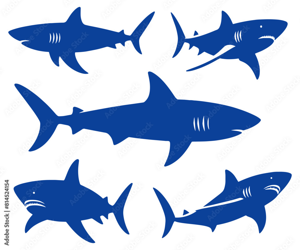 Fototapeta premium set silhouette of sharks