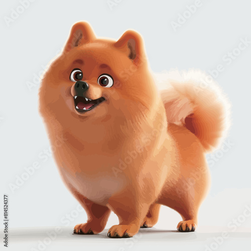 Pomeranian dog with funny expression on his face. 3d rendering