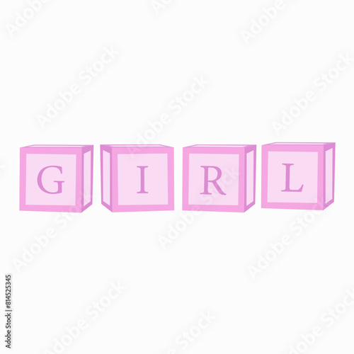 Blocks Boxes Cubes for Baby reveal Party, girl