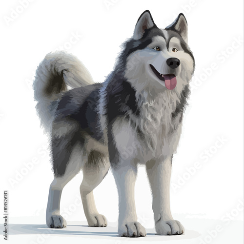 3D rendering of a cute siberian husky dog isolated on white background