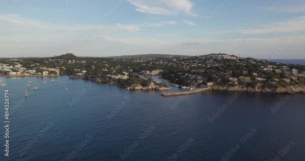 Aerial Drone View of Mallorca Coastline at Sunsest in Spain Aerial Drone View of Mallorca Coastline at Sunsest in Spain