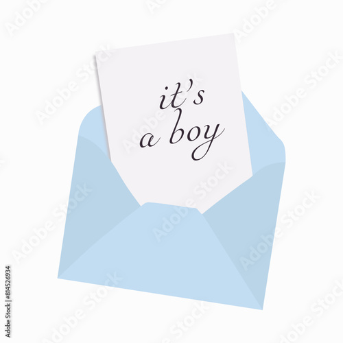 it's a boy gender reveal party envelope