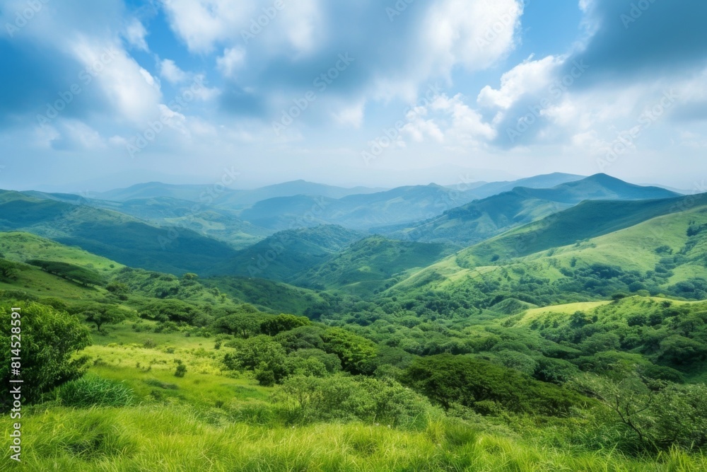 Lush Green Hills Under Bright Blue Sky Lush Green Hills Under Bright Blue Sky