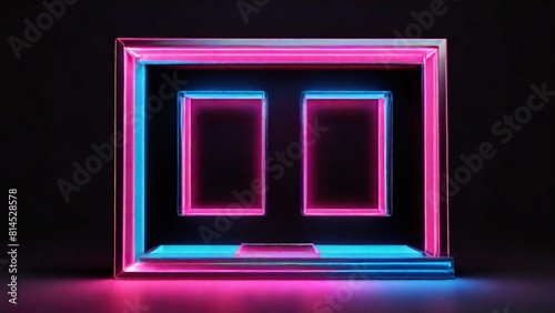 Square rectangle picture frame with two-tone neon color
